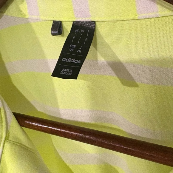 Adidas Men's  Green and gray Striped Polo Golf Vacation - Picture 2 of 4